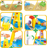 Outdoor Sand and Water Table Toy with Umbrella (28 Pcs Accessories) - Side View