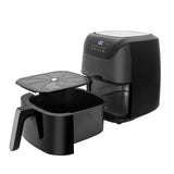 8L Digital Air Fryer (Black) w/ Viewing Window & Basket Insert - Side View