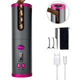 Cordless Ceramic Automatic Hair Curler for Portable Hair Styling - Front View