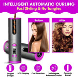 Cordless Ceramic Automatic Hair Curler for Portable Hair Styling - Side View