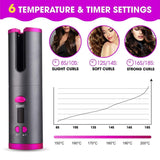 Cordless Ceramic Automatic Hair Curler for Portable Hair Styling - Top-Down View