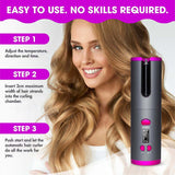 Cordless Ceramic Automatic Hair Curler for Portable Hair Styling - Rear View