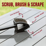 Stainless Steel BBQ Brush and Scraper Blade - Top-Down View