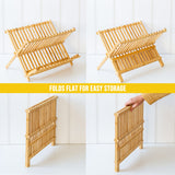 2 Tier Bamboo Dish Rack - Side View