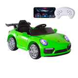 Porsche-inspired Design Ride-on (Green) Electric Car with Parental Remote Control - Side View