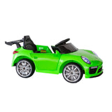 Porsche-inspired Design Ride-on (Green) Electric Car with Parental Remote Control - 45-Degree Angle