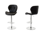 2 Comfortable Bar Stools (Black) w/ Adjustable Height, 90-112cm
