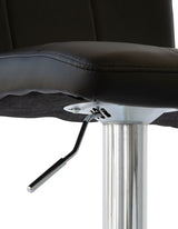 2 Comfortable Bar Stools (Black) w/ Adjustable Height, 90-112cm - Side View