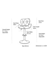 2 Comfortable Bar Stools (Black) w/ Adjustable Height, 90-112cm - Top-Down View