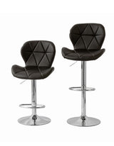 2 Comfortable Bar Stools (Black) w/ Adjustable Height, 90-112cm - Rear View