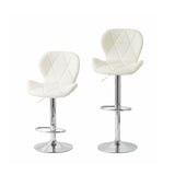 2 Comfortable Bar Stools (White) w/ Adjustable Height, 90-112cm - Front View