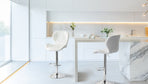 2 Comfortable Bar Stools (White) w/ Adjustable Height, 90-112cm