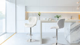 2 Comfortable Bar Stools (White) w/ Adjustable Height, 90-112cm - Side View