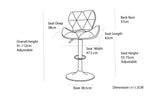 2 Comfortable Bar Stools (White) w/ Adjustable Height, 90-112cm - 45-Degree Angle