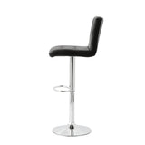 2 Tall Back Paddled Leather Barstools (Black), 90-110cm - Top-Down View