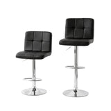2 Tall Back Padded Leather Barstools (Black), 90-110cm - Side View