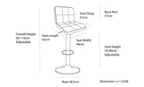 2 Tall Back Padded Leather Barstools (Black), 90-110cm
