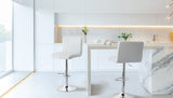 2 Tall Back Paddled Leather Barstools (White), 90-110cm - Front View