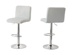 2 Tall Back Padded Leather Barstools (White), 90-110cm