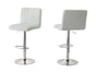 2 Tall Back Padded Leather Barstools (White), 90-110cm