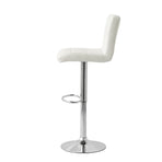2 Tall Back Padded Leather Barstools (White), 90-110cm