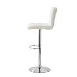 2 Tall Back Padded Leather Barstools (White), 90-110cm - 45-Degree Angle