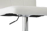 2 Tall Back Padded Leather Barstools (White), 90-110cm - Rear View