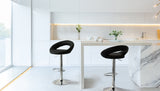 2 Curve Leather Barstools (Black) w/ Adjustable Height, 78-99cm