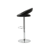 2 Curve Leather Barstools (Black) w/ Adjustable Height, 78-99cm - Side View