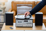 Audio Home Entertainment System (Black) Turntable, CDs, Vinyl, Wireless Streaming & More - Front View
