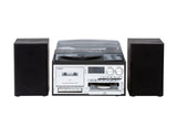 Audio Home Entertainment System (Black) Turntable, CDs, Vinyl, Wireless Streaming & More - Side View