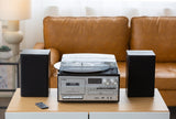 Audio Home Entertainment System (Black) Turntable, CDs, Vinyl, Wireless Streaming & More - Top-Down View