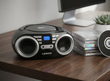Portable CD Player (Black) 4W Speaker with FM Radio & AUX In - Front View