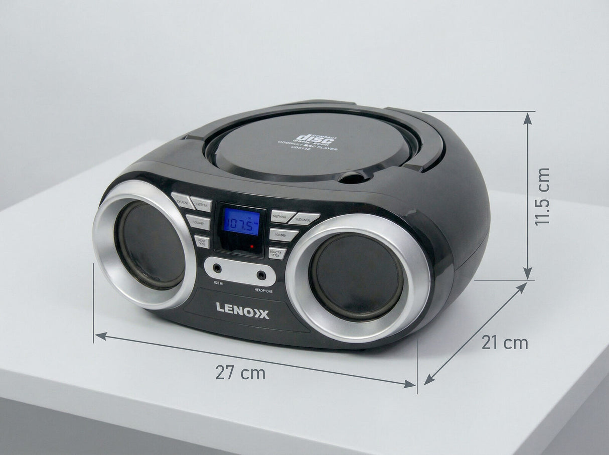 Portable CD Player (Black) 4W Speaker with FM Radio & AUX In