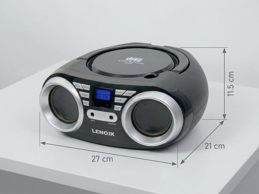 Portable CD Player (Black) 4W Speaker with FM Radio & AUX In
