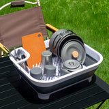 Collapsible Dish Rack with Utensil Section Space-Saving Drying Rack for Compact Kitchens & Camping - Low Angle