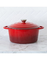 26cm Enamelled Cast Iron French Oven Casserole (4.7L) - Red - Front View