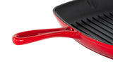 Enamelled Cast Iron Square Grill Pan (44 x 30 x 4.7 cm) - Red - Top-Down View