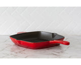 Enamelled Cast Iron Square Grill Pan (44 x 30 x 4.7 cm) - Red - Rear View