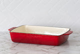 Enamelled Cast Iron 38.5x23cm Rectangular Roaster (3.4L) - Red - Front View