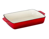 Enamelled Cast Iron 38.5x23cm Rectangular Roaster (3.4L) - Red - Rear View