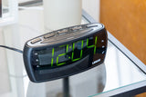 Large Number Alarm Clock & AM/FM Radio, Bold Green LED Time Screen - Side View
