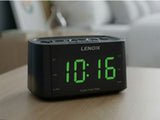 Smartphone-Charging Alarm Clock & FM Radio (Black) w/ USB Port - Front View