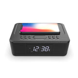 2in1 10W Wireless Fast Charging Wireless Streaming/FM Radio Alarm Clock w/ USB/AUX - Front View