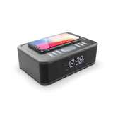 2in1 10W Wireless Fast Charging Wireless Streaming/FM Radio Alarm Clock w/ USB/AUX - Side View
