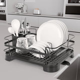 Steel Frame Dish Drying Rack Durable Steel Frame, Removable Utensil Holder, Compact Size for Small Kitchens & Apartments - Side View