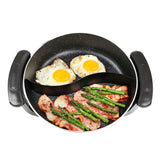 Electric Fry Pan with Cooking Divider, 3.5L Capacity, Non-Stick - Top-Down View