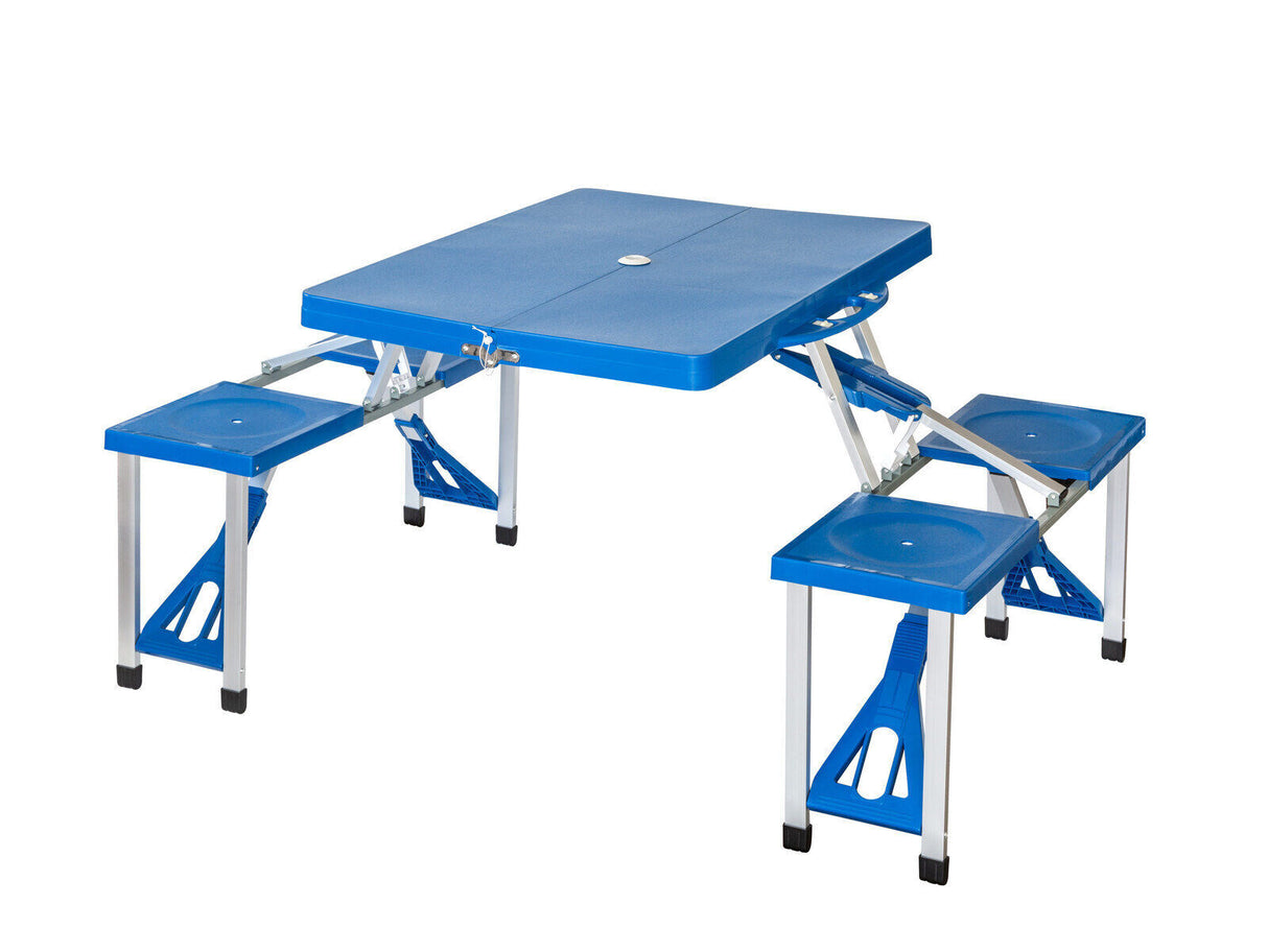 Portable Blue 4-Person Outdoor Folding Table Set