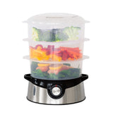 3 Tier Food Steamer with Stainless Steel Base - Side View