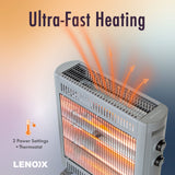 2200W Quartz Infrared Radiant Heater with Adjustable Thermostat and 2 Power Settings - 45-Degree Angle
